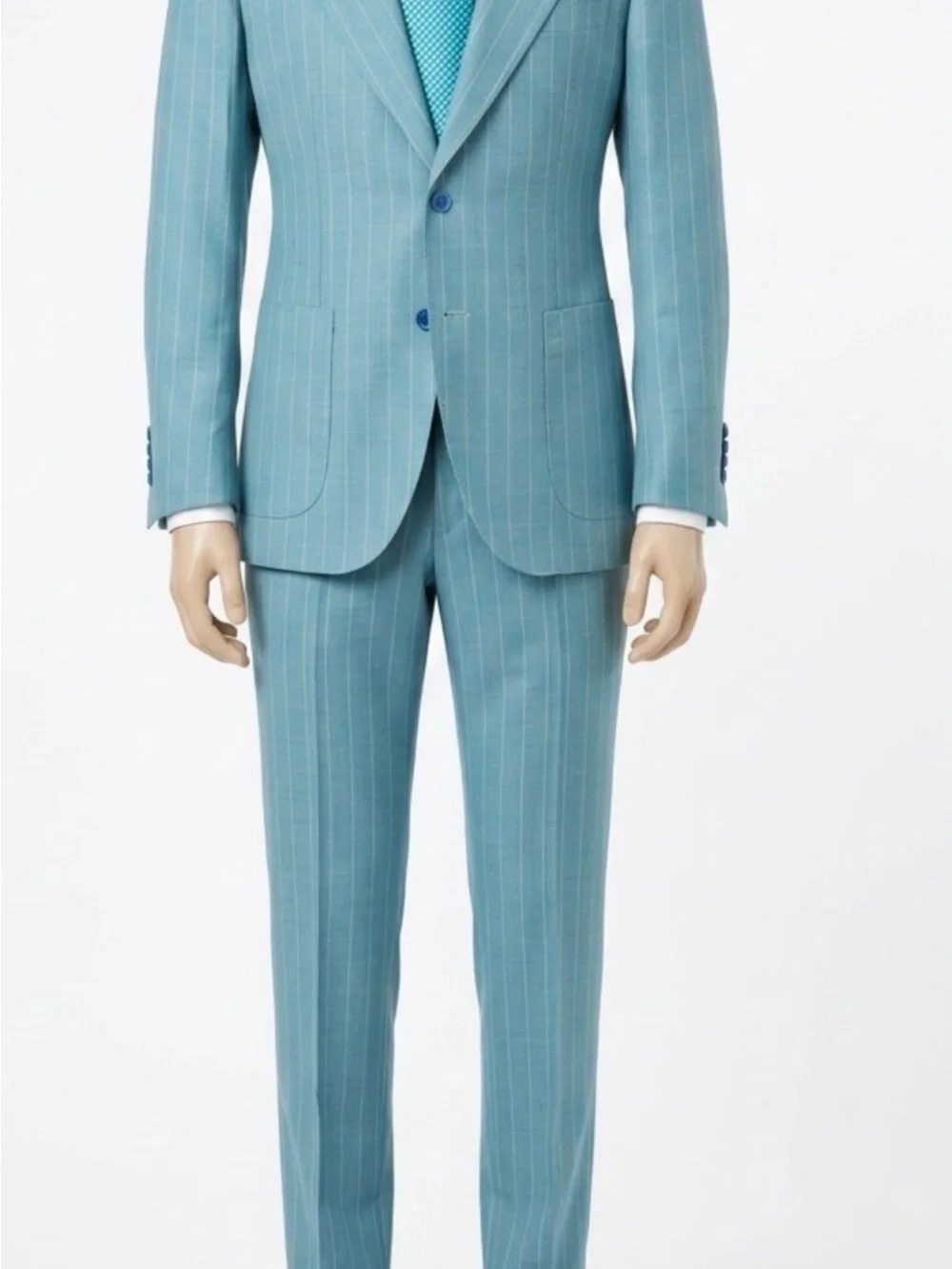 Men's Light Blue Pinstripe wool suit Made in Italy